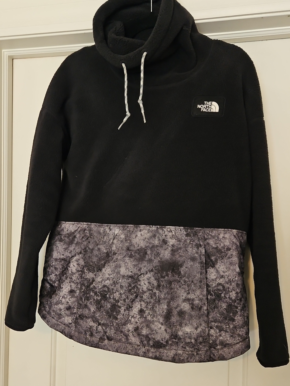 The North Face Black Cowl-Neck Fleece with Marbled Gray Panel
